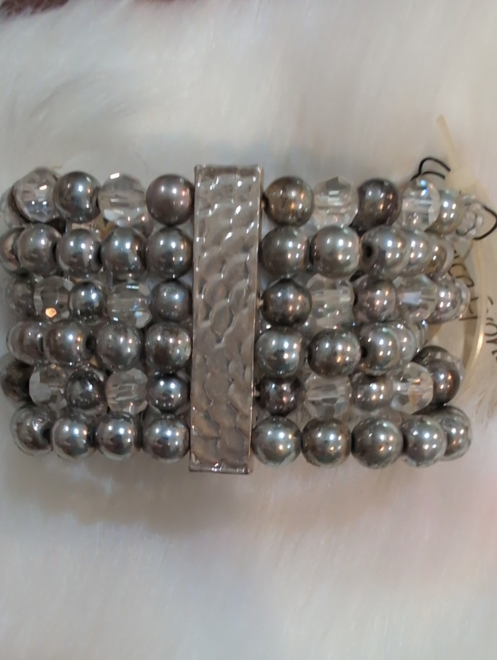 Silver-Tone Multi-Row Beaded Stretch Bracelet By Erica Lyons
